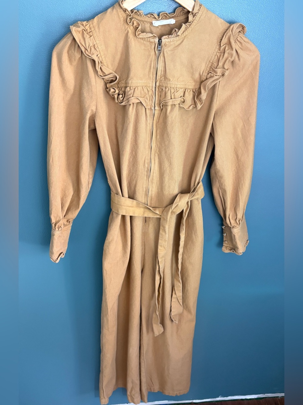 STORIA Women's Tan Camel Victorian Utility Style Jumpsuit Size S